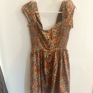 •Band of Gypsies• Brown Paisley Floral Smock Dress